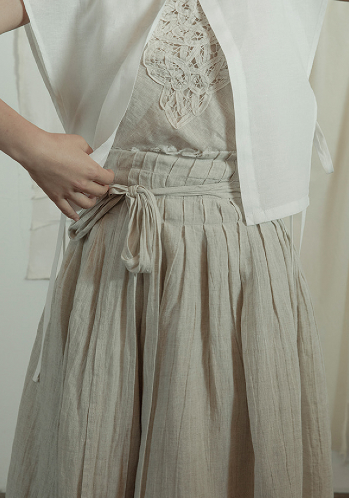 Linen wrap overskirt [2colors]