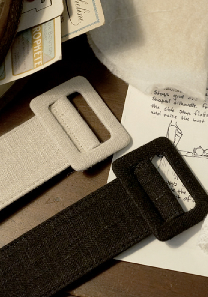 Linen square buckle belt [2colors]