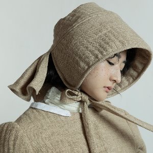 [30%sale] Quilted linen bonnet - Beige