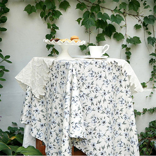 Flower linen tablecloth