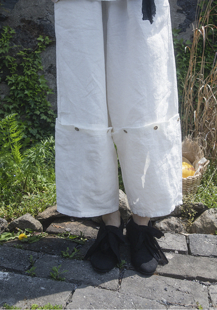 Mate button pants - warm white&amp;natural