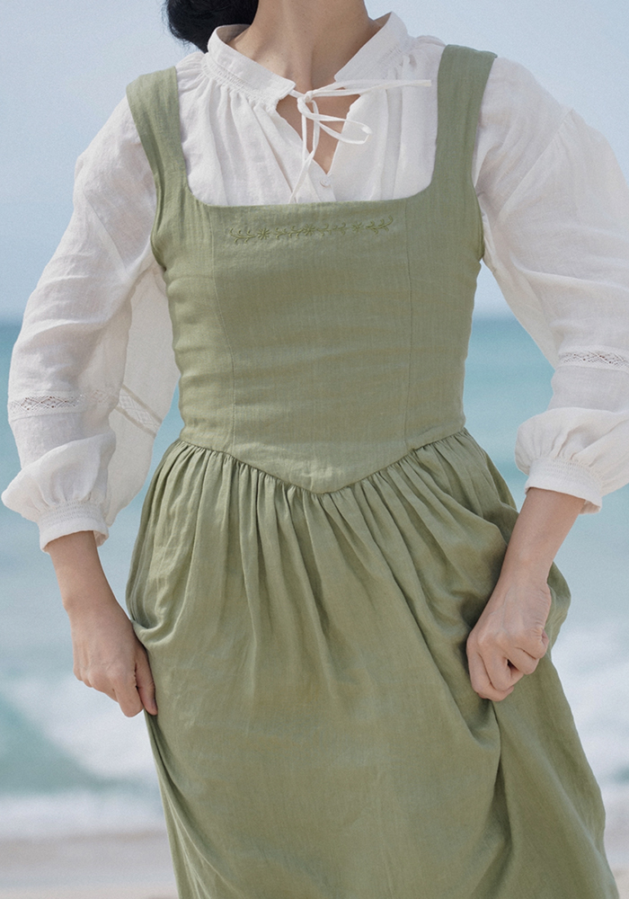 Camille corset dress  - grass green